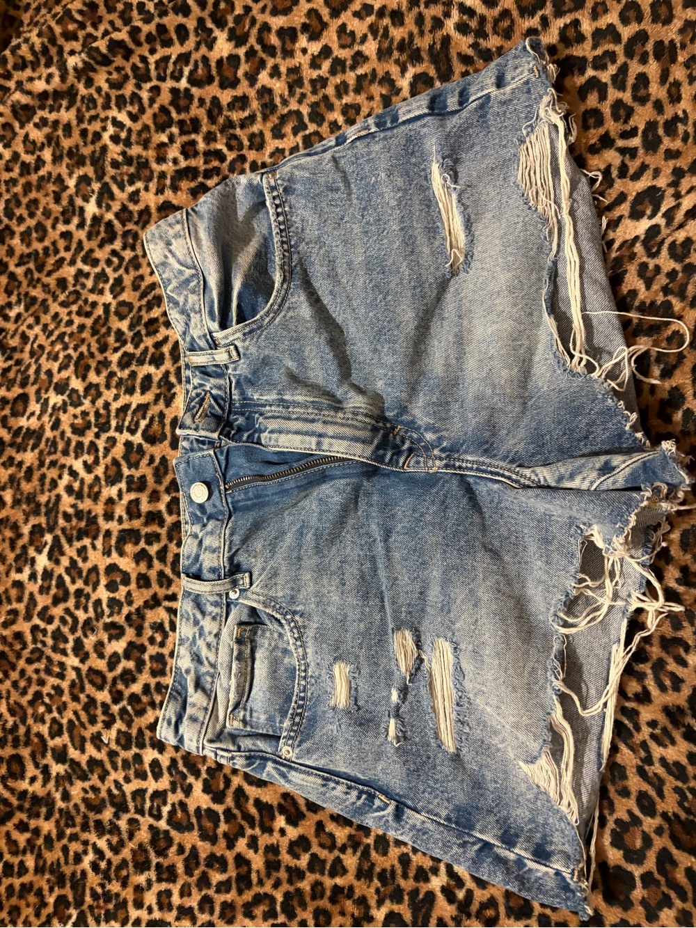 Forever 21 Light Blue Distressed Denim Shorts